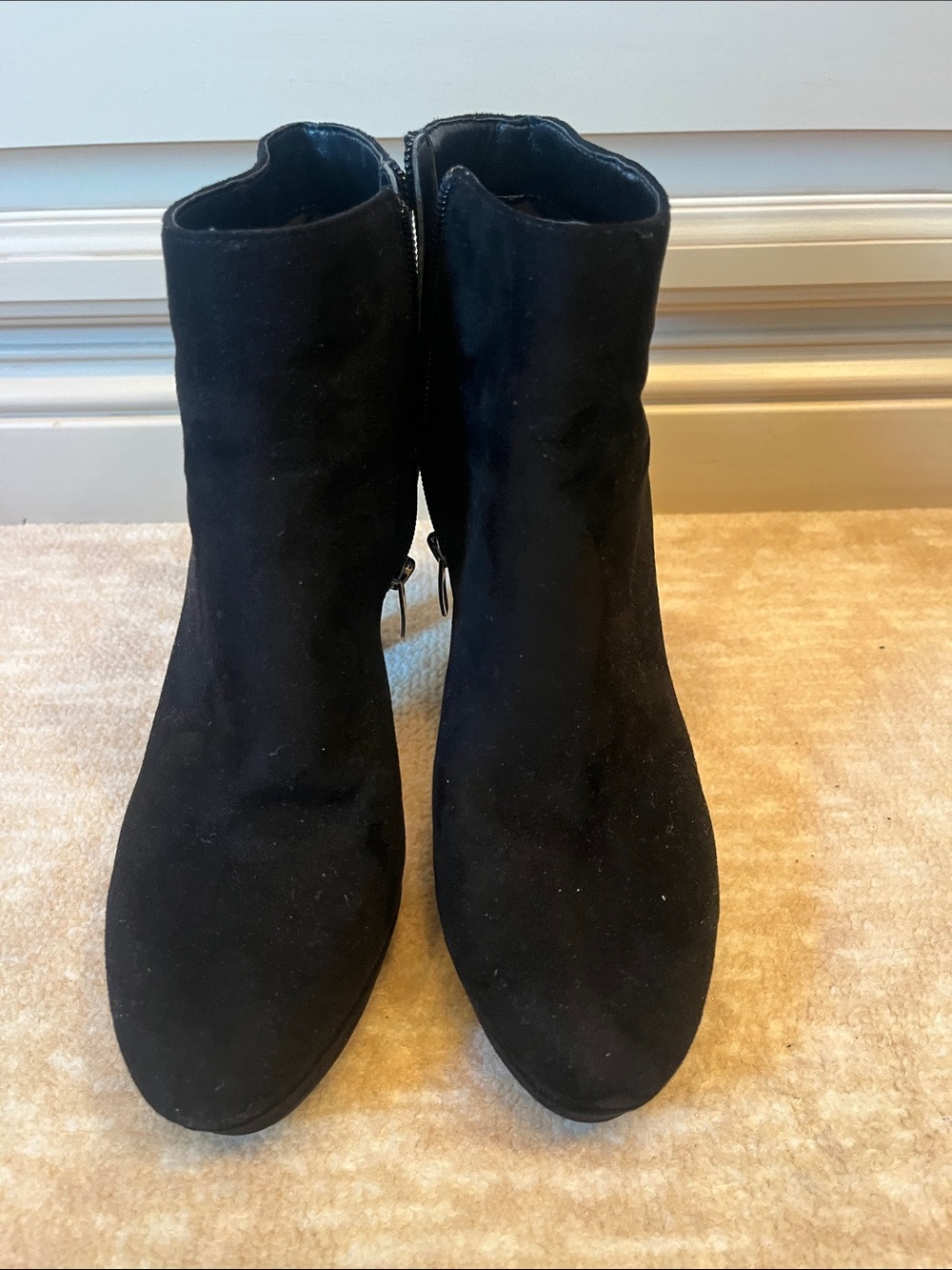 Nine West Black Suede Ankle Booties with Side Zipper